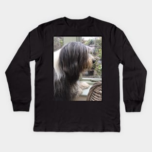 Bearded Collie - Did Somebody Say Walkies to this Beautiful Beardie?! Kids Long Sleeve T-Shirt